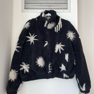 Urban Outfitters Black and Cream Star Fleece Jacket